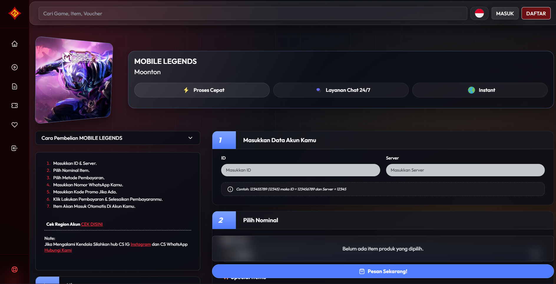 Website Topup Game